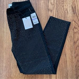 NWT Pistola Size 26 Rhinestone Sparkle Black Mom Jeans Buttonfly